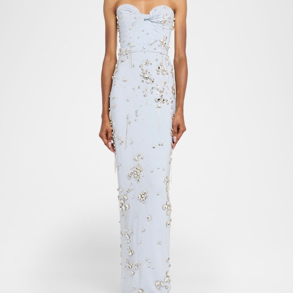 Oscar De La Renta Strapless Jeweled Column Gown